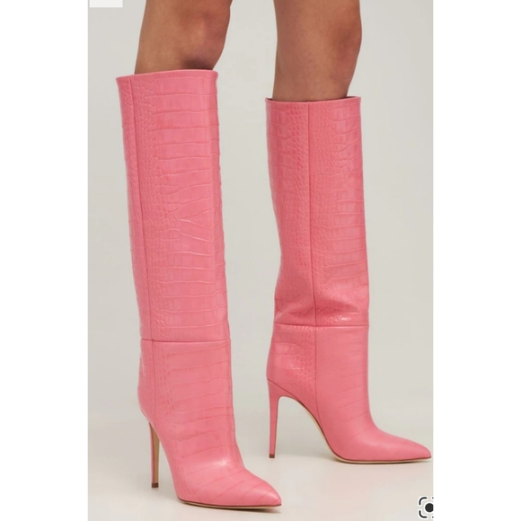 Paris Texas Croc Embossed Leather Boot in Flamingo Size 38.5 - Picture 5 of 16